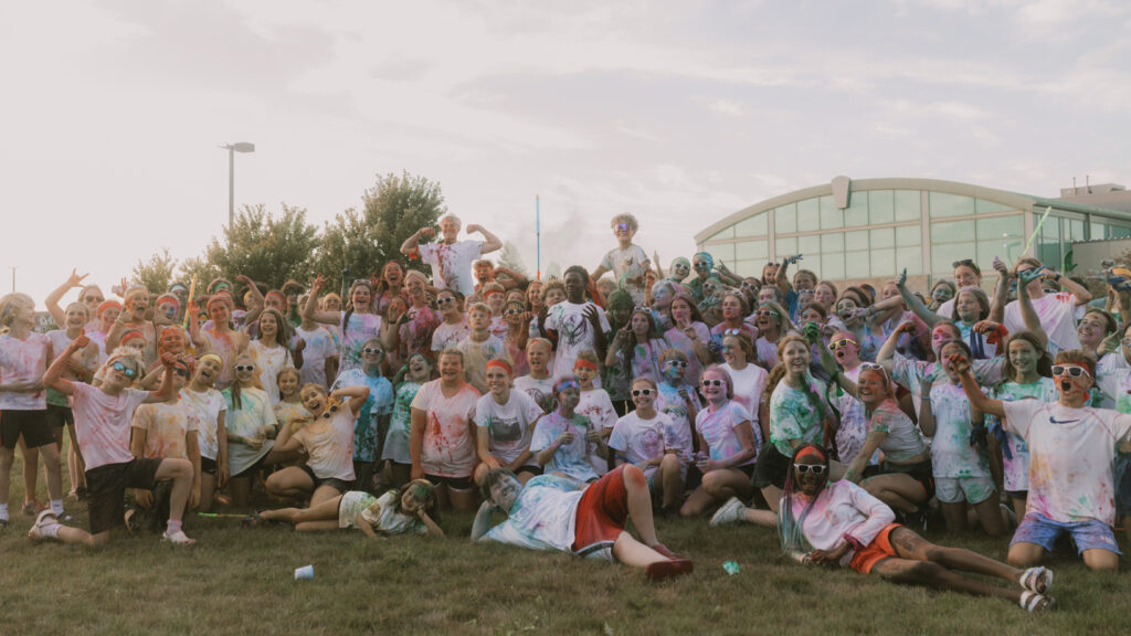 group of students outside Hope Waukee at fun summer event